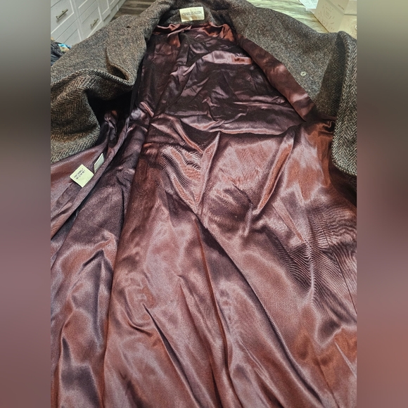 Vintage Charles Klein Wool Herringbone Coat Women’s 14 Long Double Breasted Made - Picture 11 of 15